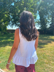White Broderie Hem Vest Cordelia