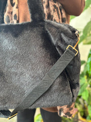 Black Fluffy Tote Bag