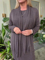 Chocolate Soft Drape Cardi Flora