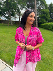 Lipstick Bubble Cotton Paisley Short Sleeve Shirt Jackie