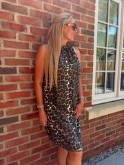 Natural Leopard Sleeveless Dress Tiana