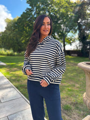 Navy Striped Hoodie Ella