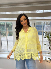 Lemon Crochet Detail Shirt Jacket Jenny