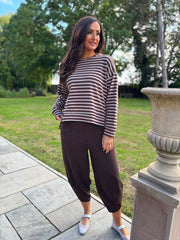 Mocha Striped Sweat Top Mollie