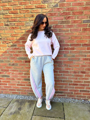 Grey Stripe Barrel Leg Joggers