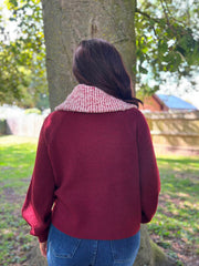 Wine Zip Collar Knit Eliza