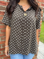 Chocolate Polka Dot Top Everly