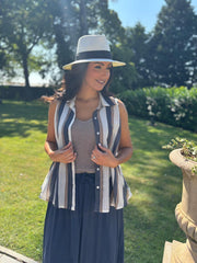 Navy Striped Sleeveless Blouse Lola