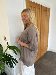 Mocha Multi Hole Detail Top Terri