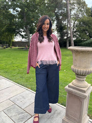 Pink Fringed Knit Vest Amara