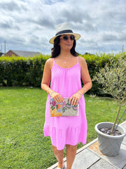 Candy Pink Bubble Cotton Summer Dress Samantha