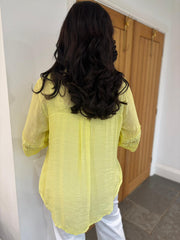 Lemon Lace Pattern Button Top Elsie