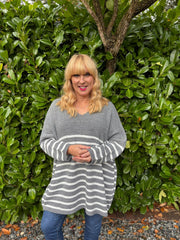 Grey Stripe Knitted Jumper Anne