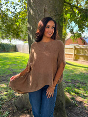 Camel Asymmetric Cosy Knit Fran