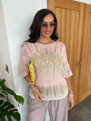 Pink Chevron Detail Knit Masie