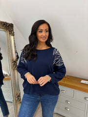 Navy Animal Pattern Knit Louisa