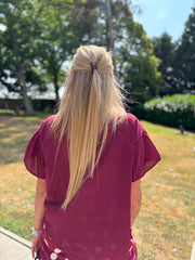 Wine Ruffle Top Mackenzie