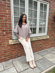 Mocha V-Neck Reverse Seam Knit Diana