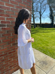 White Embroidered Ruffle Dress Taylor