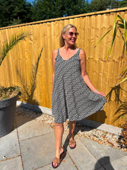 White Geometric Sleeveless Dress Cleo
