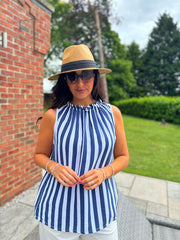 Navy Striped Sleeveless Top Tiana