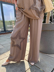 Mocha Sequin Star Trousers Taryn