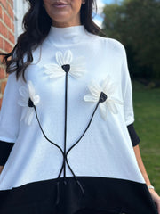 Winter White Applique Floral Knit Tanya