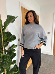 Silver Striped Trim Knit Petra