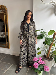 Black Geometric Tie Front Trouser Set Peyton