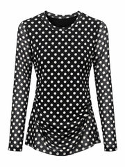 Black Polka Dot Mesh Top Sofia