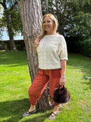 Cream Short Sleeve Chevron Knit Kenna