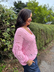 Pink Chunky Knit Cardi Gail
