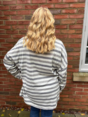 Grey Stripe Long Sleeve Top Yasmin