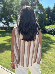 Mocha Striped Sleeveless Blouse Lola