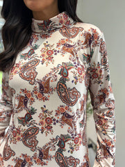 Stone Paisley Super Soft Roll Neck