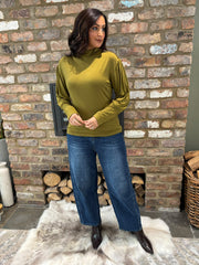 Olive Button Detail Roll Neck Eliza