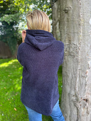 Navy Chenille Silver Fleck Hoodie Lisa