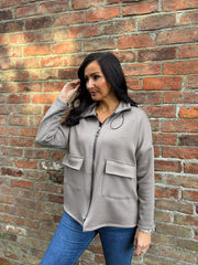 Mocha Drawstring High Neck Jacket Kinsey