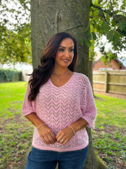 Pink Soft Chevron Knit Ensley
