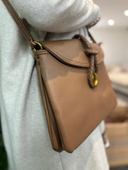 Camel Braid Fasten Shoulder Bag