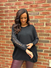 Black Diamante Sleeve Knit Amelia