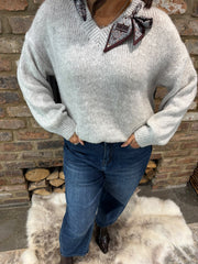 Grey Scarf Accent Jumper Amanda