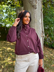 Wine High Neck Jacket Mila