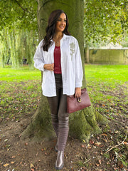 Winter White Diamante Flower Shirt Kristie