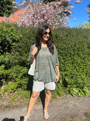 Khaki Shimmer Loose Weave Top Jasmine