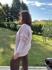 Pink Fringed Neck Top Donna