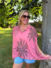 Coral Palm Leaf Top Millie