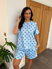 Blue Polka Dot Shorts Co-Ord Ashley