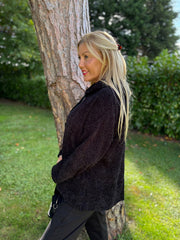 Black Chenille Silver Fleck Hoodie Lisa