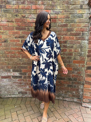 Navy Ombre Floral Dress Stephanie